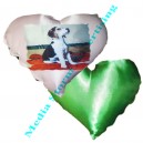 Perna personalizata inima "DUO" din saten verde-alb